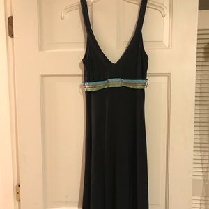 Free People black tank dress with ribbon tie
